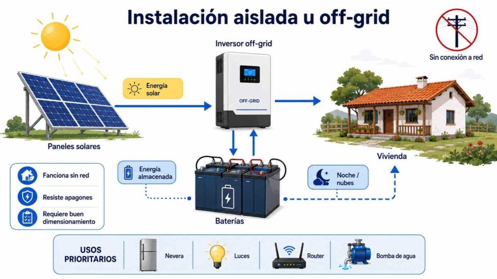 Cómo tener luz con placas solares cuando no hay luz 1 autoconsumo sin conexión a red
